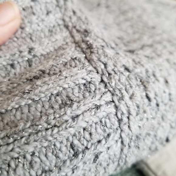 Sonoma Gray Metalic Open Front Sweater Cardigan (Womens Small) Cable Knit Long - Picture 2 of 9